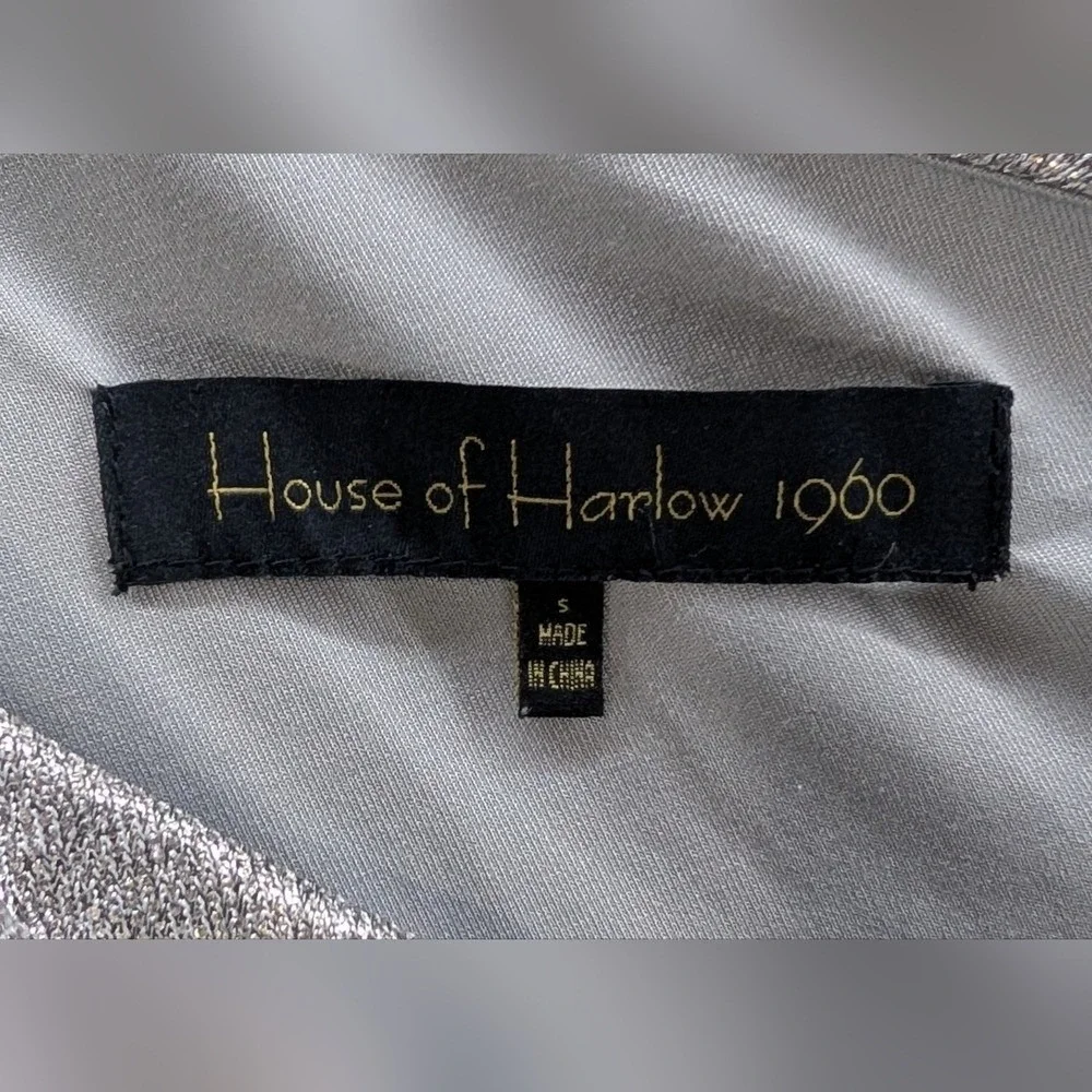 House of Harlow 1960 Silver Metallic One Shoulder Ruched Bodycon Dress
